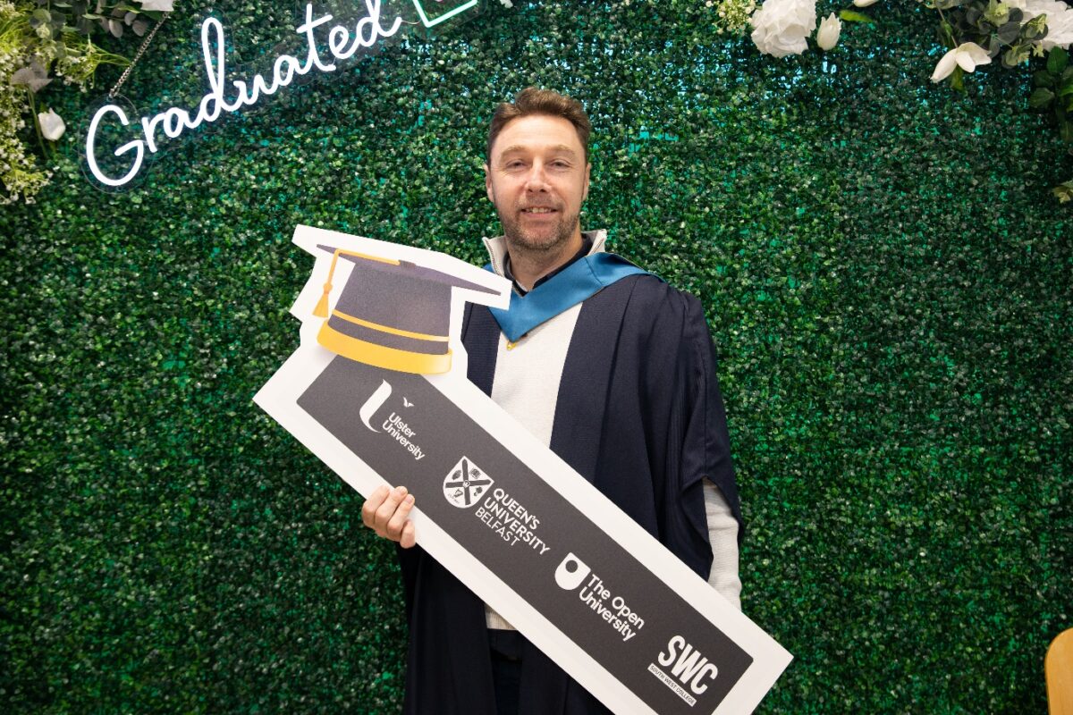 Gareth Kennedy, a mature student from Enniskillen, has successfully completed his Degree in Computing Science, thanks to part-time study at South West College, Erne campus.