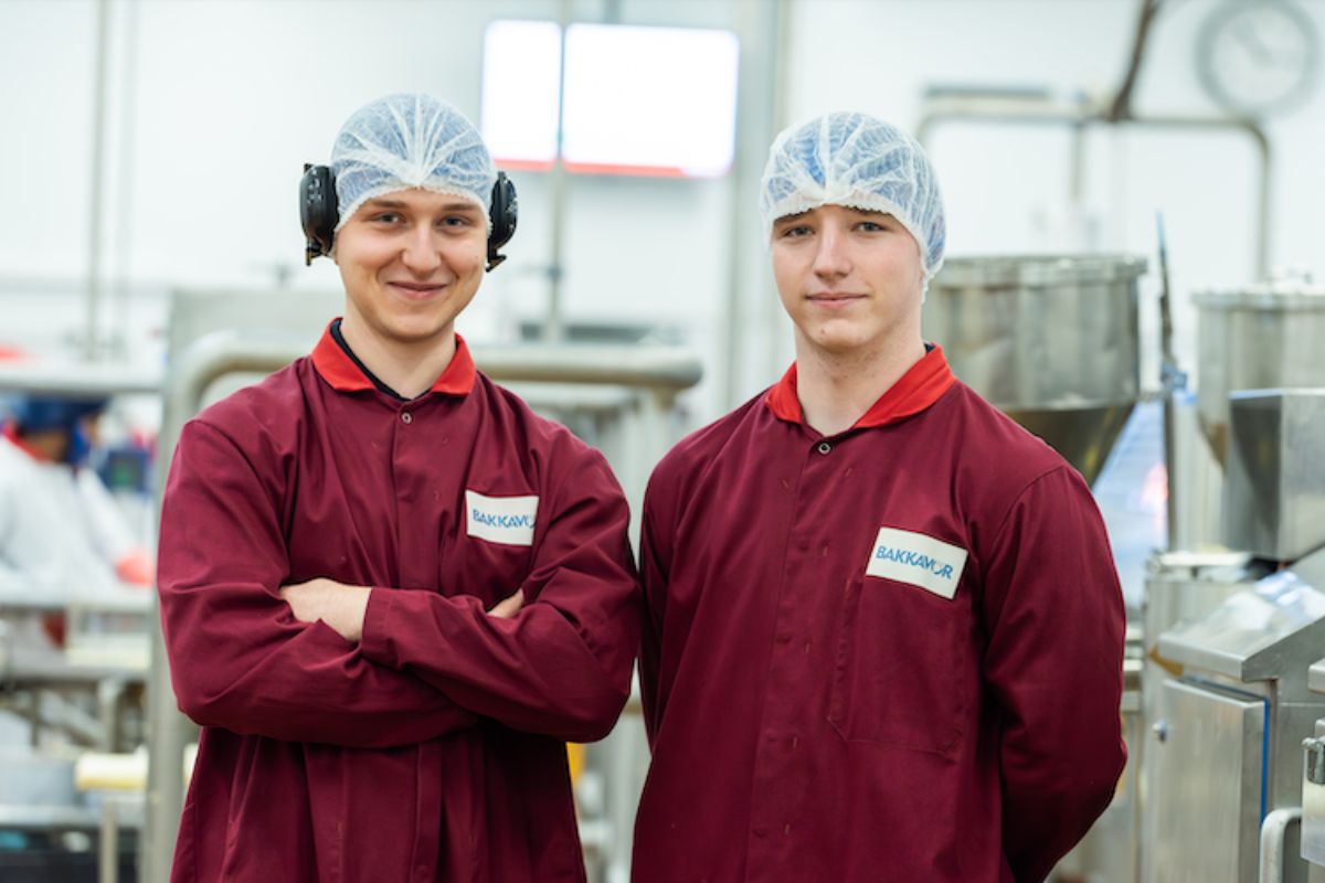 two apprentices stood in the Bakkavor Group factory