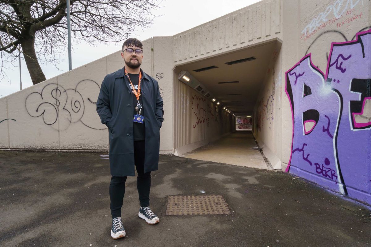 Eddy Coniff stood next to a tunnel