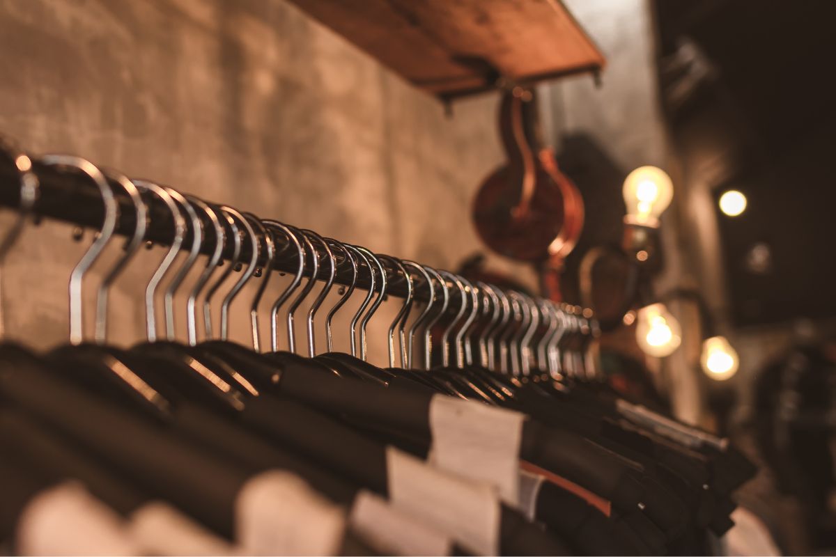 clothes on a rack