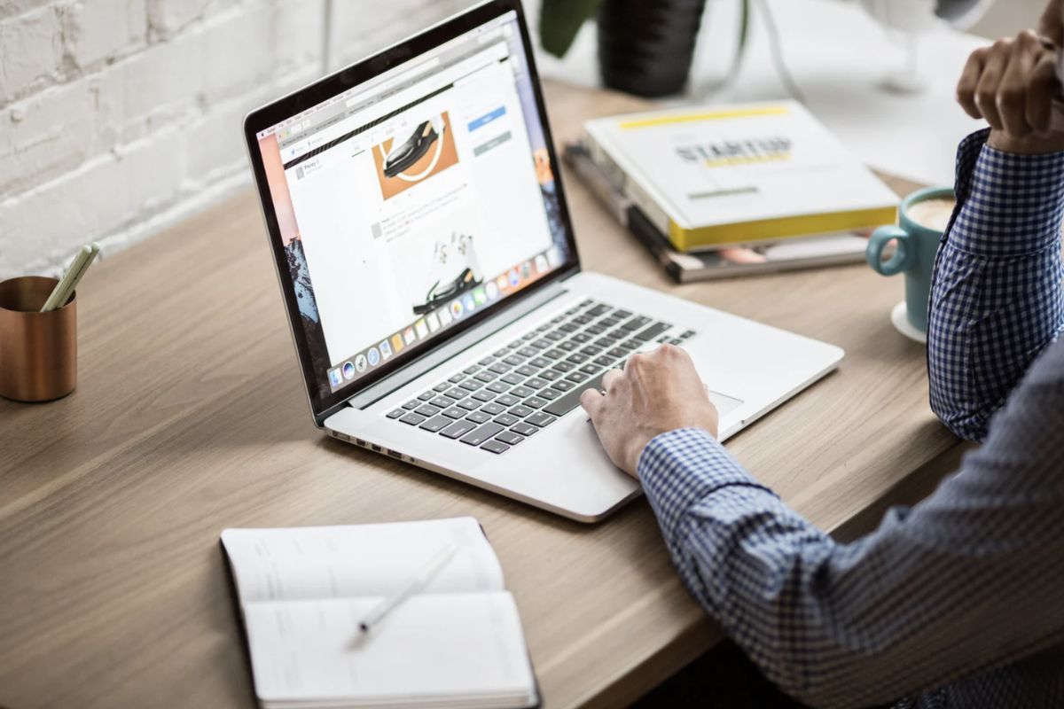 person working at laptop