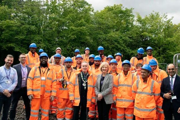 Mayor of Loughton visits rail engineering students at New City College Epping Forest campus.