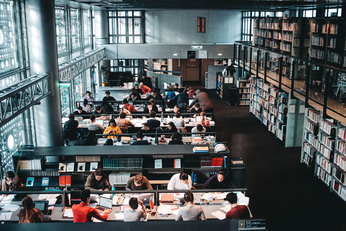 students studying in a library pexels stock