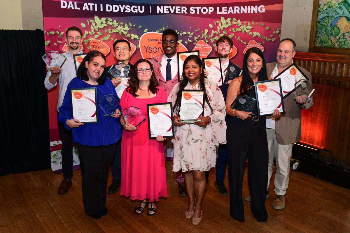 Inspire! Adult Learning Awards in Wales celebrated at a ceremony in Swansea as Michael Sheen sends them a video message.