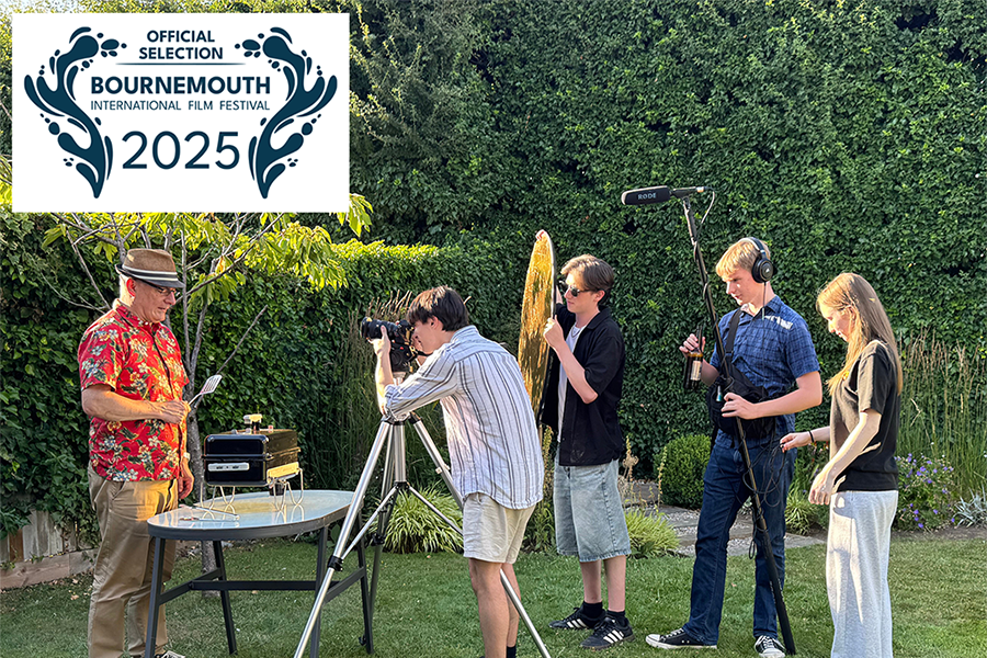 On set of Tomorrow Never Knows