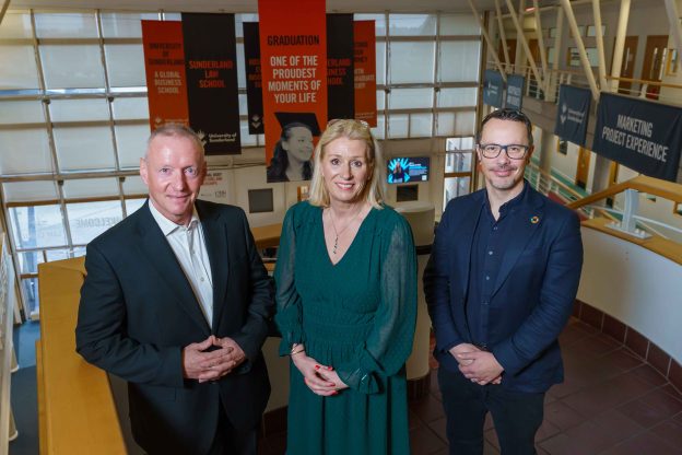 Dr Derek Watson, Associate Professor in Cultural Management and Professor Alex Hope, Pro Vice-Chancellor of the Faculty of Business and Technology at the University of Sunderland pictured with Sharon Appleby, Chief Executive at Sunderland BID Picture: DAVID WOOD