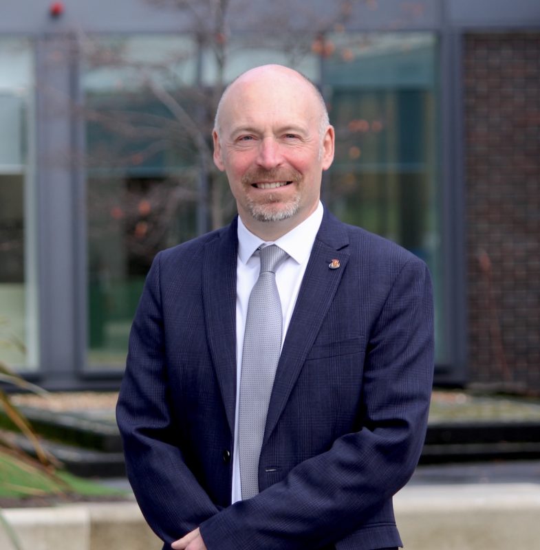 Photograph of Borders College Principal Pete Smith, pictured outside the Scottish Borders Campus.