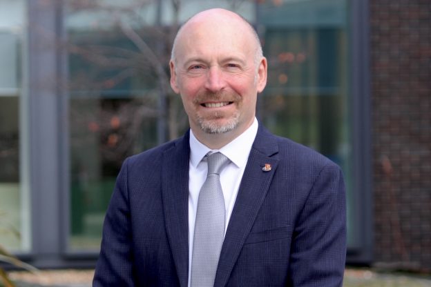 Photograph of Borders College Principal Pete Smith, pictured outside the Scottish Borders Campus.