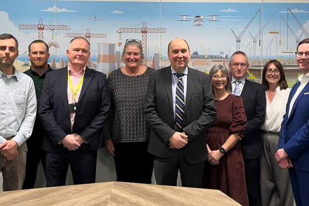 Thomas Docherty (front centre wearing tie) with members of the NNPCB group which supports the Nuclear Skills Plan