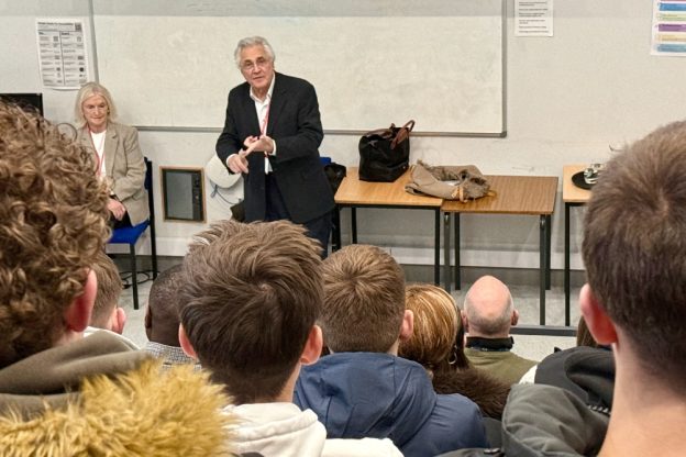 John Suchet at Northampton College with wife Nula