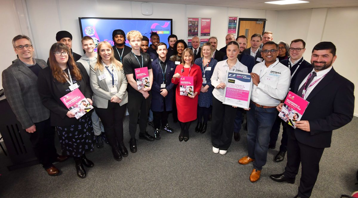 Senior leaders, stakeholders and students at the launch of The Sandwell Colleges Engineering Virtual Skills Hub