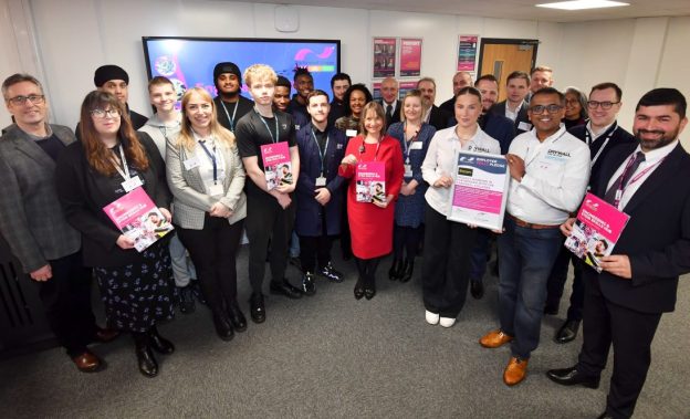 Senior leaders, stakeholders and students at the launch of The Sandwell Colleges Engineering Virtual Skills Hub