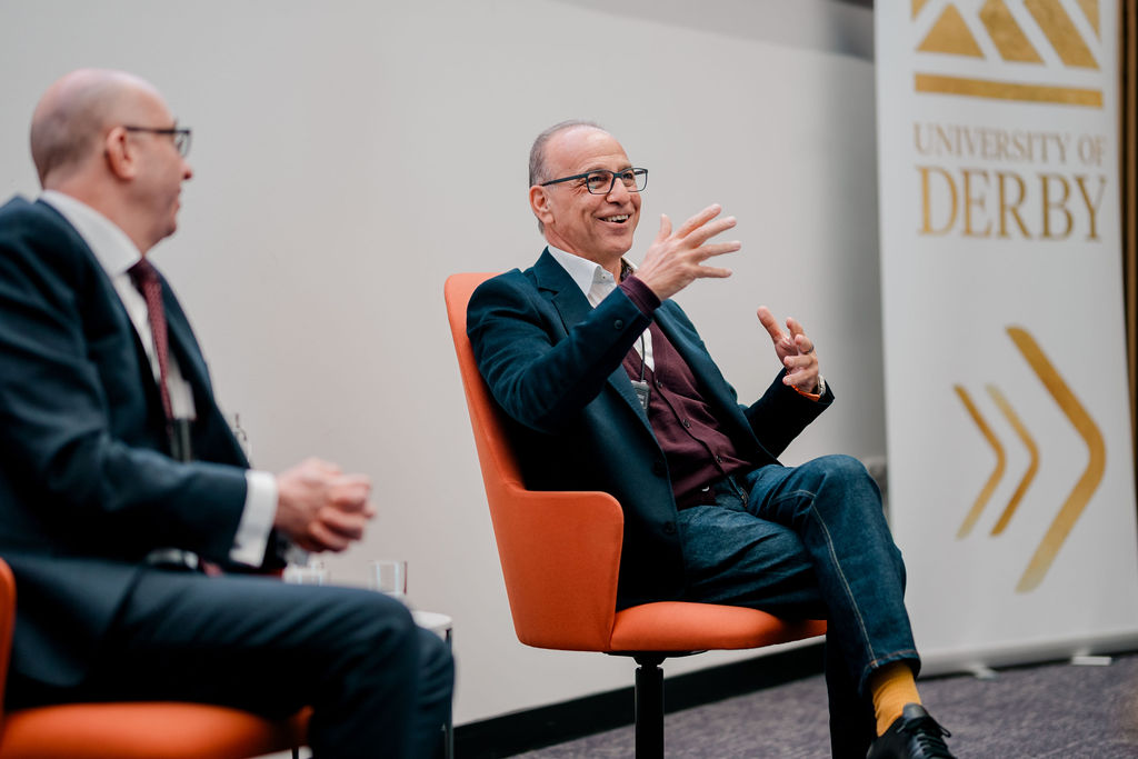 Theo Paphitis speaks to University of Derby students