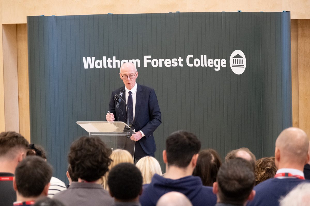 Secretary of State for Work and Pensions, Pat McFadden, speaks at Waltham Forest College