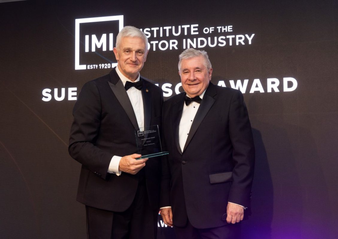 Winner of The Sue Brownson Award, Eddie Hawthorne (right) Professor Jim Saker, President of the IMI, HonFIMI