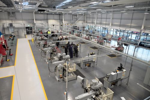 An aerial shot of the engineering workshop at the college's Advanced Technology and Automotive Centre at the Wellington Road campus