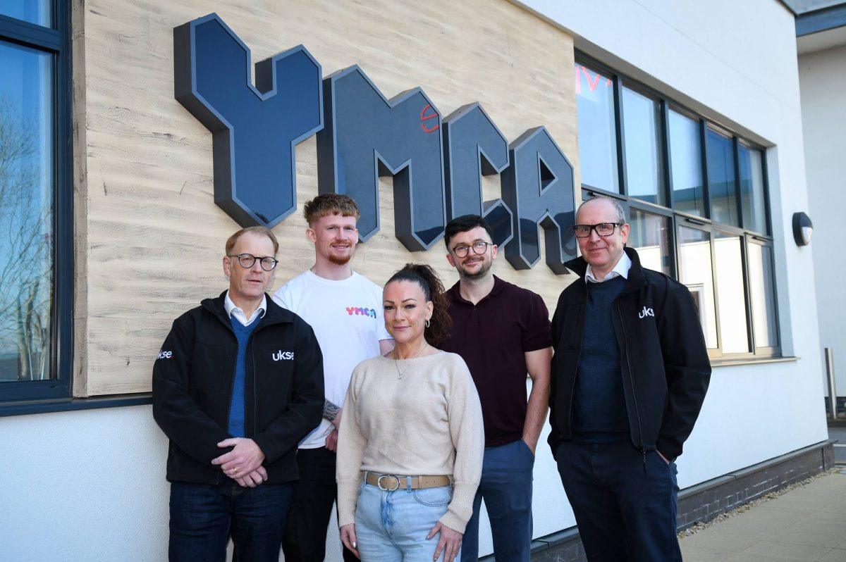 From left Steve Grice of UKSE, Dan Boon, Sonia Barlow, Dan Johnson, all from YMCA North Staffordshire and UKSE's Mike Lowe