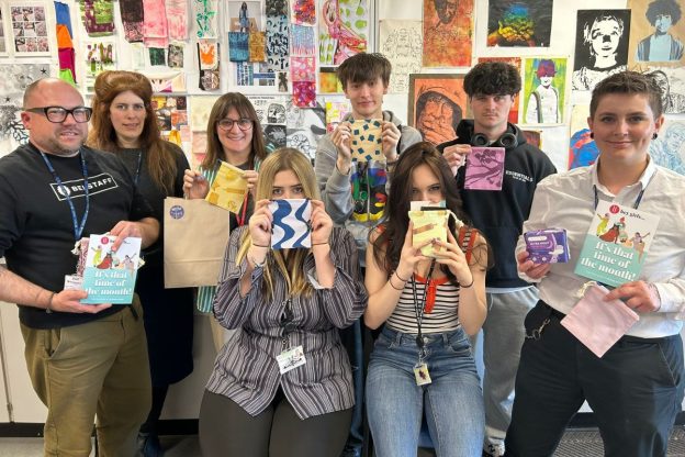 Northampton College students with the bags