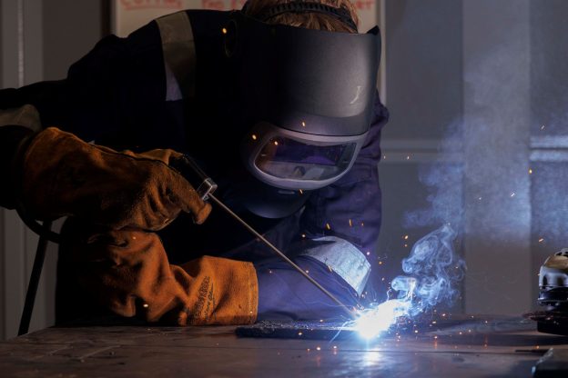 A learner welding at the Energy Transition Skills Hub in Aberdeen. Photo is by Newsline Media