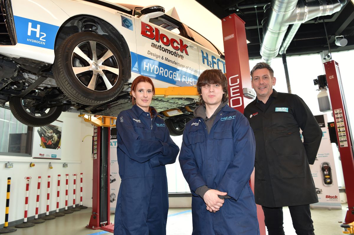 Apprentices Amanda Flood, from Haslingden Tyler Jsc from Burnley and Course tutor Michael Yerbury