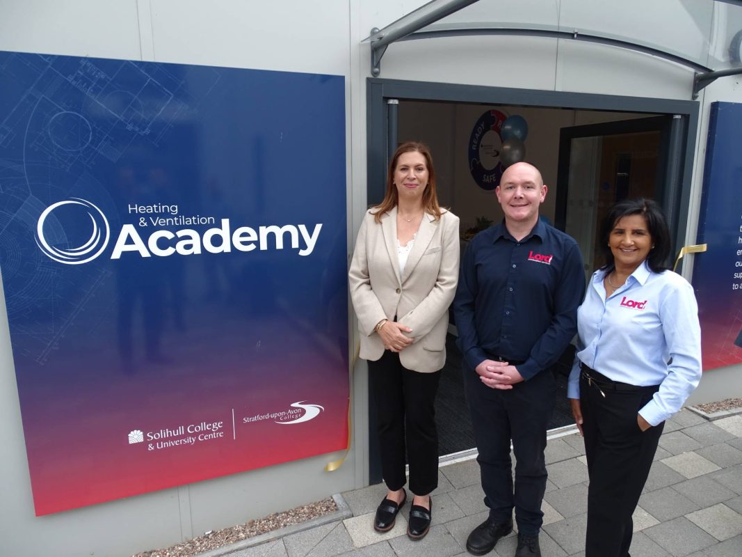 From left Principal of Stratford-upon-Avon College Dr Rebecca Gater, with Ashley Malpass and Kal Plaha of Lord Combustion Services
