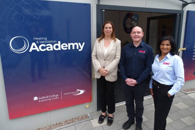 From left Principal of Stratford-upon-Avon College Dr Rebecca Gater, with Ashley Malpass and Kal Plaha of Lord Combustion Services