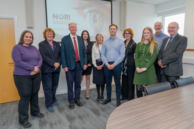 Dr Matthew Campbell pictured with Professor Sir Chris Whitty and guests during his visit to the University of Sunderland Picture: DAVID WOOD