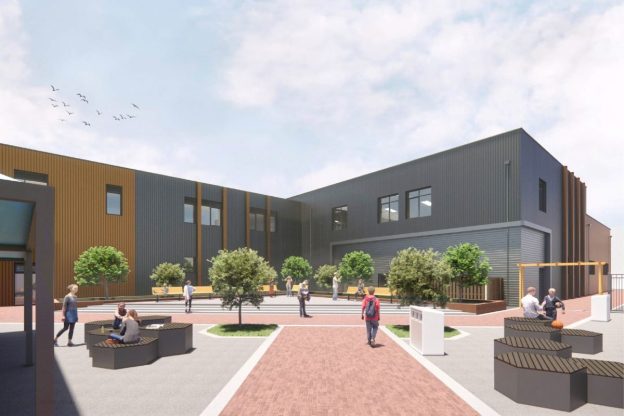 An architect's rendering of the new Albert Gubay Centre of Excellence at Rhyl campus