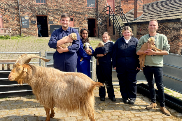 Students and staff from Leeds City College’s School of Animal Care and Land Management, including Head of School Jack Anderson, with animals at Temple Newsam