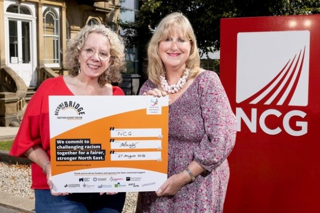 Jill Baker, Co Chair of North East Anti Racism Coalition and Liz Bromley, CEO of NCG