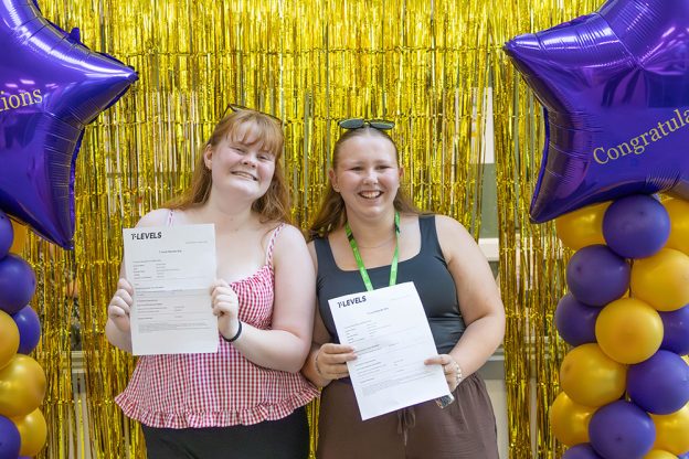 Aylesbury Campus students celebrate their T Level Childcare results.