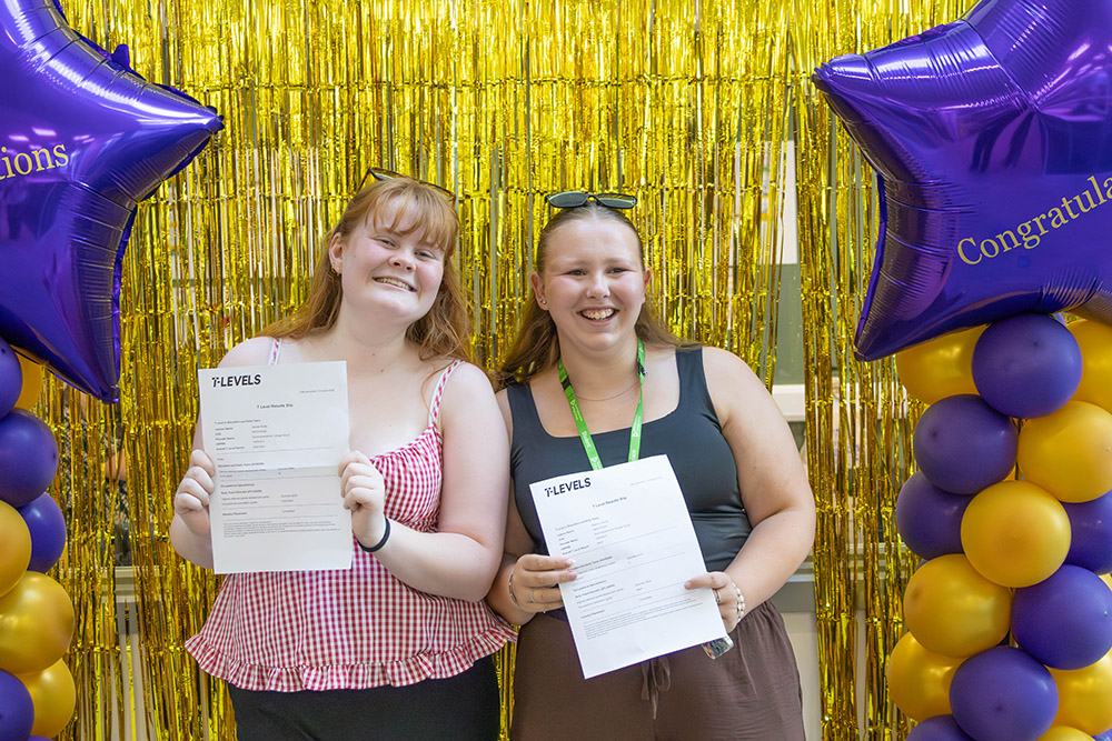 Aylesbury Campus students celebrate their T Level Childcare results.