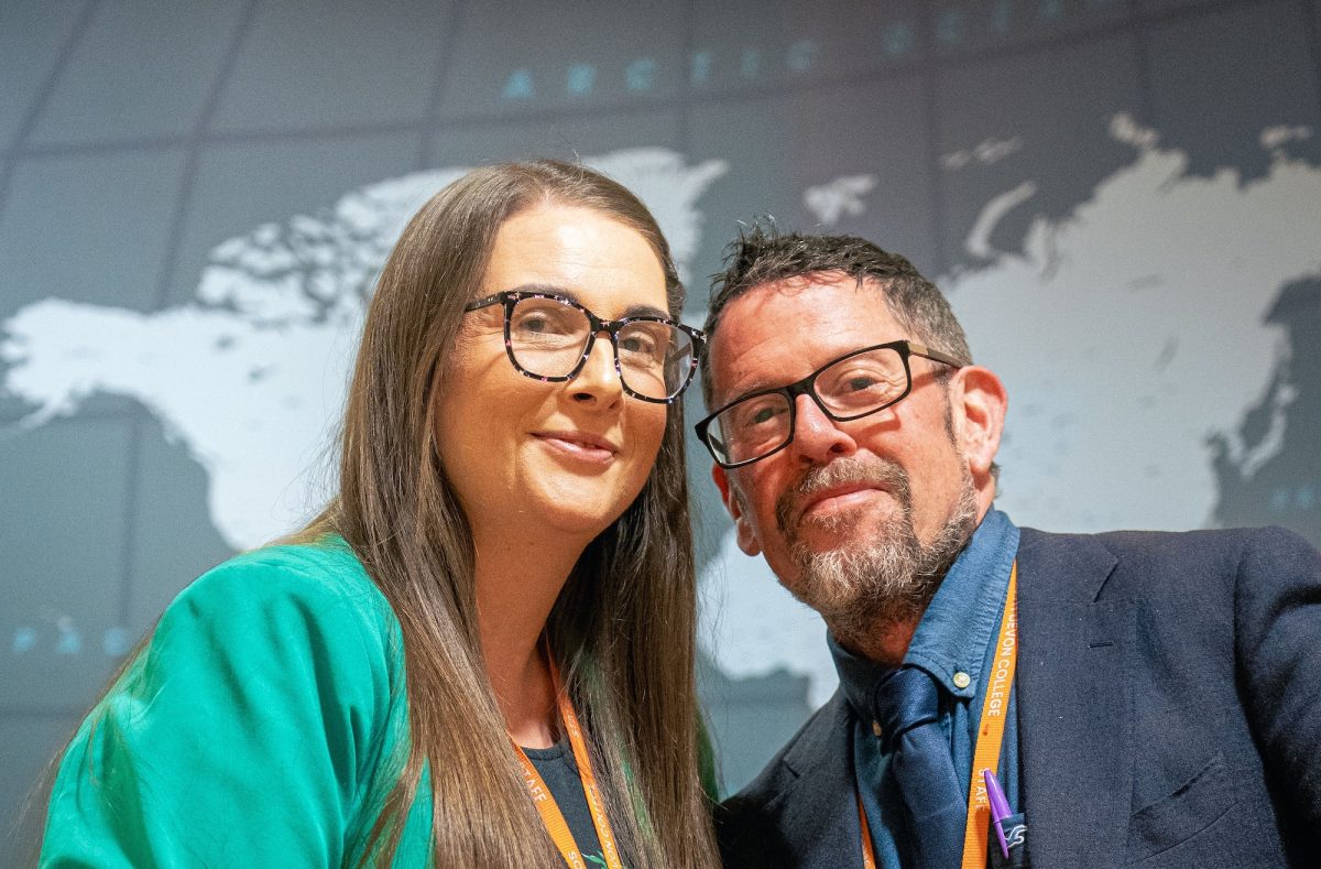 Laura Giles and Andrew Niering who are leading a trial aimed at improving outcomes for young people resitting their English language GCSE exams.