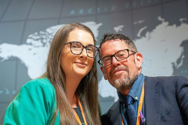 Laura Giles and Andrew Niering who are leading a trial aimed at improving outcomes for young people resitting their English language GCSE exams.