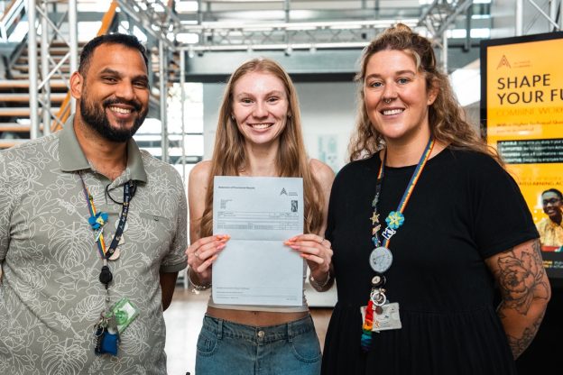 Michael DePass, Behaviour and Welfare Officer Access to HE student Mia Rose and Katie Wilder Group Learning Support Team Leader