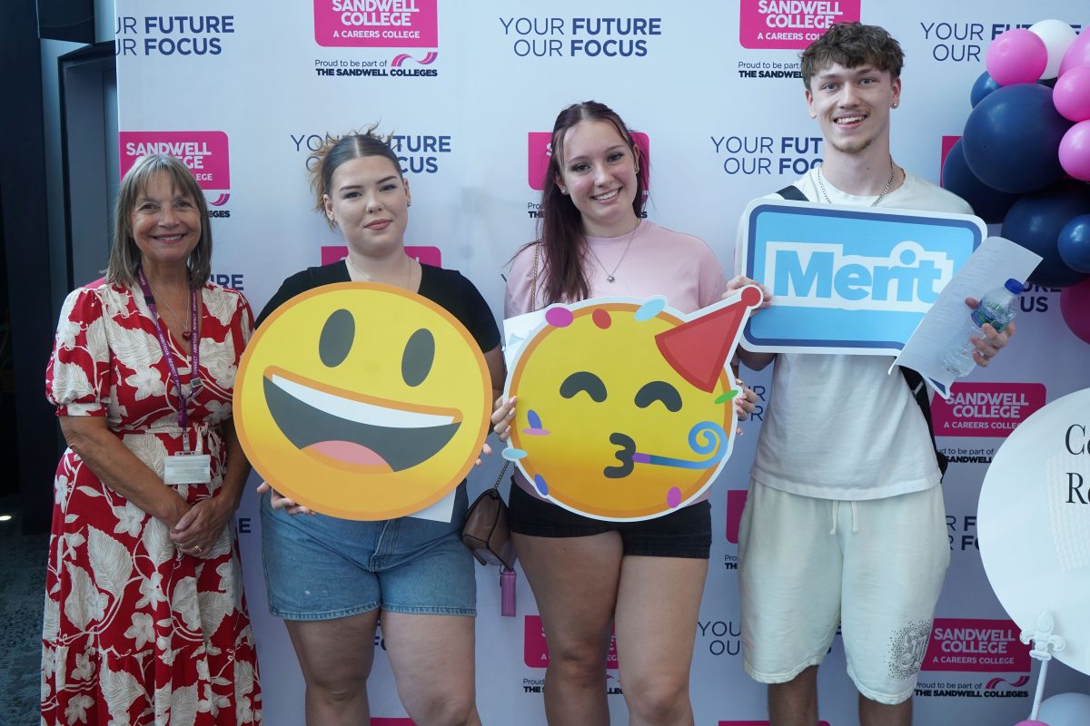 Principal Lisa Capper MBE celebrates results with Sandwell College students