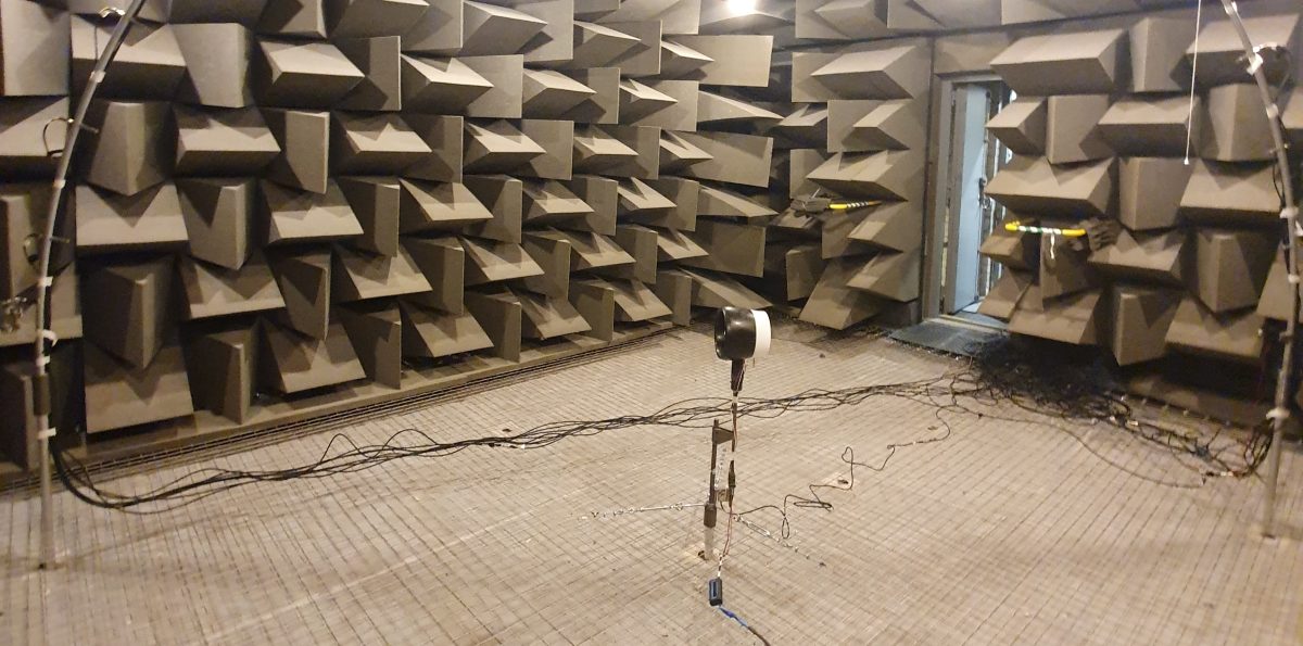 The anechoic testing chamber at the University of Salford