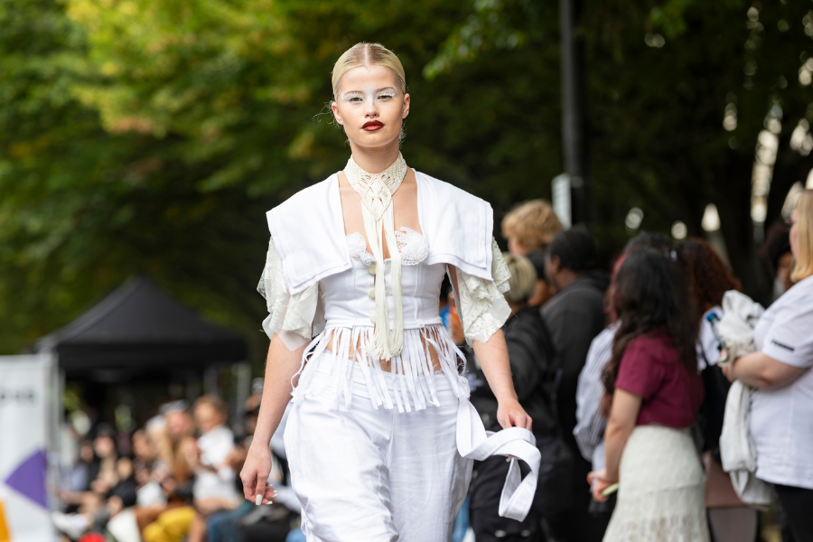 A Capital City College fashion design student