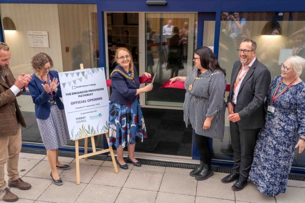 Official opening of the Enhanced Provision Pathway at South Devon College - a ribbon cutting event.