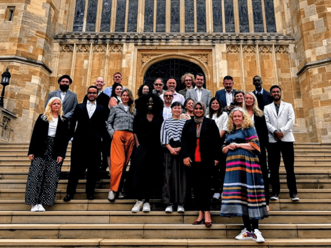 People standing in front of a building at Windsor Castle