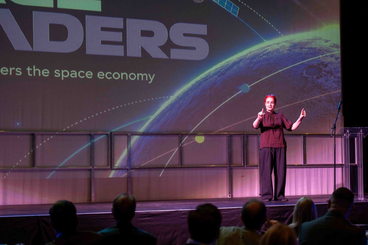 Debra Gray CBE, Principal and CEO of Hull College, launching STAR at The Workforce Beneath the Satellites conference.